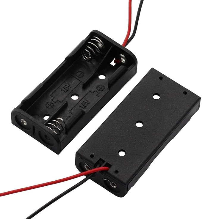 6 Pieces 2 Slots x 1.5V AAA Battery Case Holder Battery Spring Clip Storage Box with 6 inches Wire Leads
