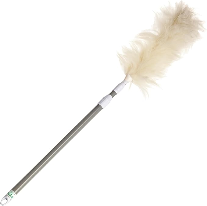 Unger Commercial StarDuster Lambswool Duster with Telescopic Handle - Extends 30 to 60" for High-Reach Dusting - Flexible, Chemical-Free Cleaning Tool for Ceilings, Vents & Fixtures - LWDUR