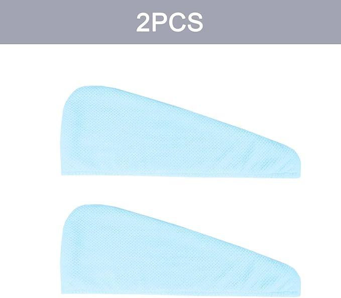 Thicker Hair Drying Towels, Quick Drying Towels for Hair with Button, Super Absorbent Hair Turbans for Wet Hair Long Thick Curly Hair, Soft Hair Drying Towel Wrap, Light Blue