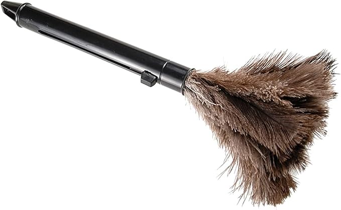 Pwshymi Scalable Dusters, Brown Washable Portable Compact Chicken Feathers Mini Duster with ABS Handle Ability to Collect Dust, Reusable up to 200 Times