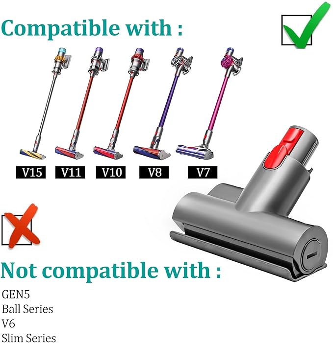 Vacuum Attachments Deep Cleaning Parts for Dyson, Upholstery Fits Dyson Mattress Tool V8 V7 V11 V10 V15, Deep Cleans Mattresses, Pillows, Blankets & Sofas Easy-clean Design Head Replacement
