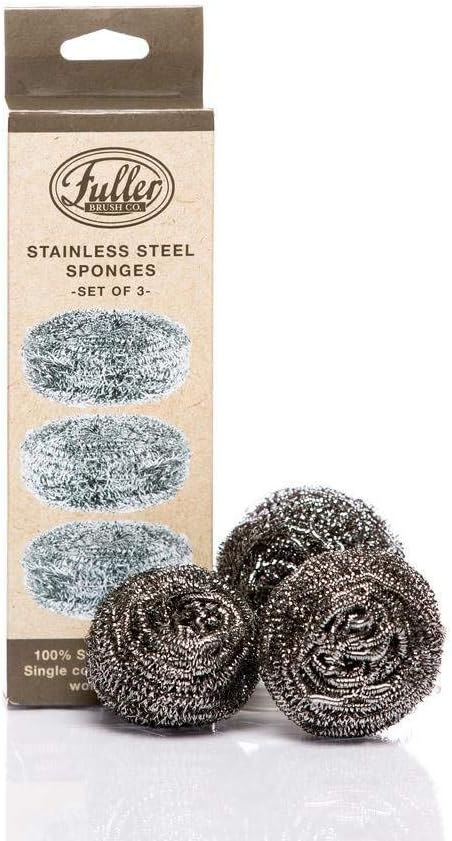 Fuller Brush Stainless Steel Scrubbing Sponges – 6-Pack (6 Sets of 3 = 18 Pieces) – Heavy Duty Kitchen Scour Sponges for Dishes, Pots & Pans
