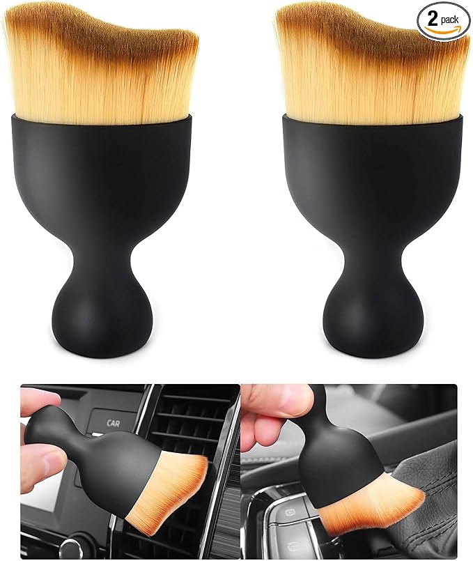 Automotive Interior Dusting Brush, Car Interior Cleaning Soft Brushes, Car Interior Beauty Brush, Suitable for Cleaning Car Interior, Dashboard, Air Conditioning Vents, Leather, Keyboard (2 Pack)