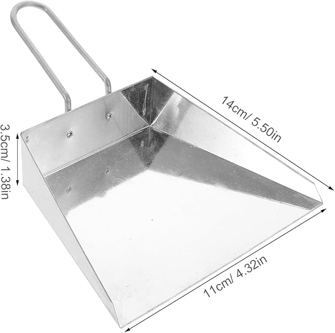 Mini Stainless Steel Handheld Dustpan, Heavy Duty Small Flat Cleaning Dust Pan for Kitchen, Desk, Office, Indoor and Outdoor Use