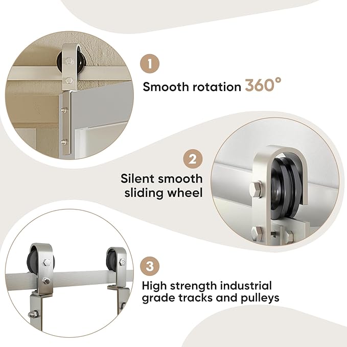 Bifold Closet Doors, 30"（15" x2） x 84", 3 Lites Frosted Glass Bifold Door with Brushed Nickel Sliding Hardware Kit Set, Pre-drilled Bi fold Barn Door Slab, 2.83FT Track for 2 Doors
