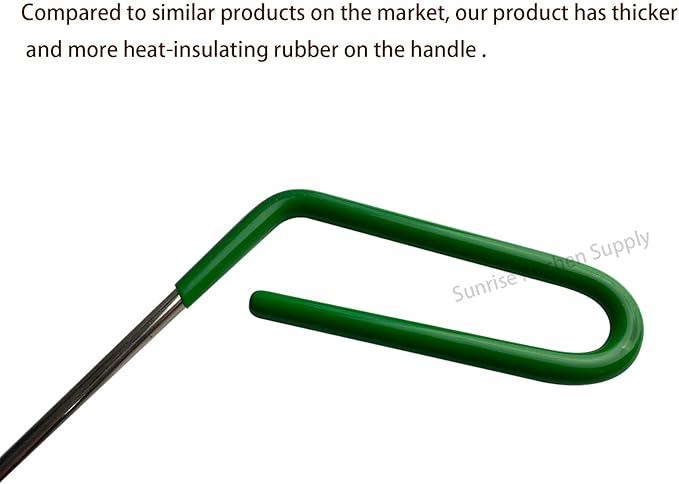 SUNRISE Fryer Brush with Long Handle (Brass, L, Double Brush, and Rubber Handle Cleaning Rod)