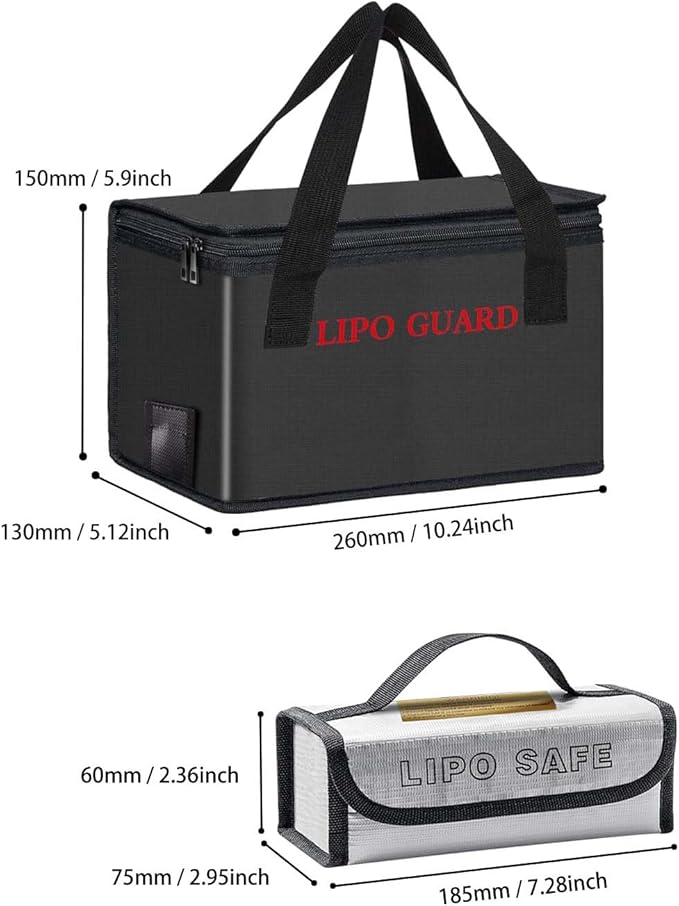 Lipo Battery Safe Bag Large Capatity Fireproof Bag for Ebike Lipo Battery Other Batteries Storage Charging Transport Home Office Travel Safe Storage Pouch