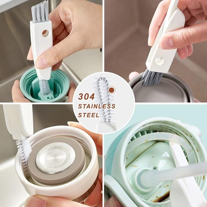 Bottle Cleaning Brush Set, Long Handle Silicone Cleaner Brushes + Thermos Lid Cup Brush + Drinking Straw Brush for Cleaning Baby Bottles, Narrow Neck Bottle, Sport Water Bottle,Tumbler,Glass Vase,3pcs