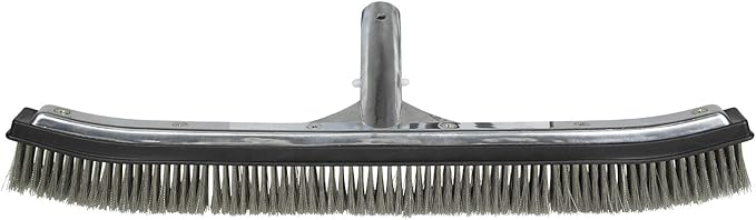 Poolmaster 20183, 18 Inch, 18-Inch Aluminum-Back Swimming Pool Algae Brush with Stainless Steel Bristles, Premier Collection, Black