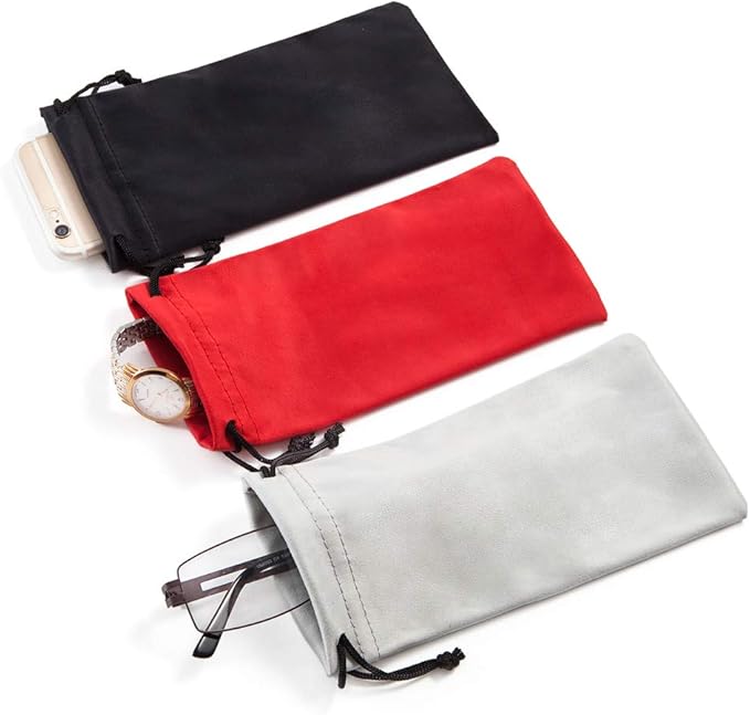 TRIUMPH VISION Soft Eyeglass Pouch 3 Pack - Pouch for glasses Microfiber Screen Cleaning Bag