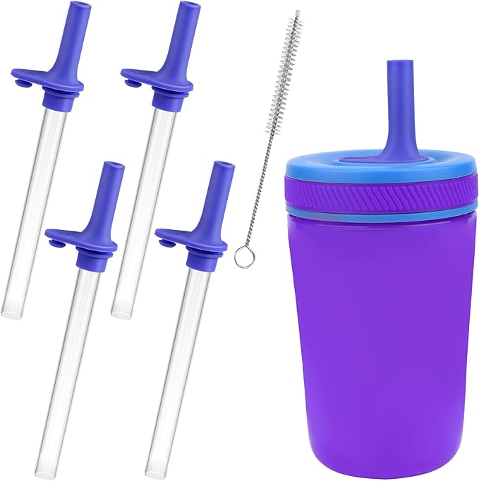 XANGNIER Replacement Straws and Bite Valve Compatible with Zak Designs Kelso 15 oz Tumbler Water Bottle,4 Pcs Silicone Straws with Cleaning Brush for Zak Designs Kelso 12 oz Cups,Light Blue