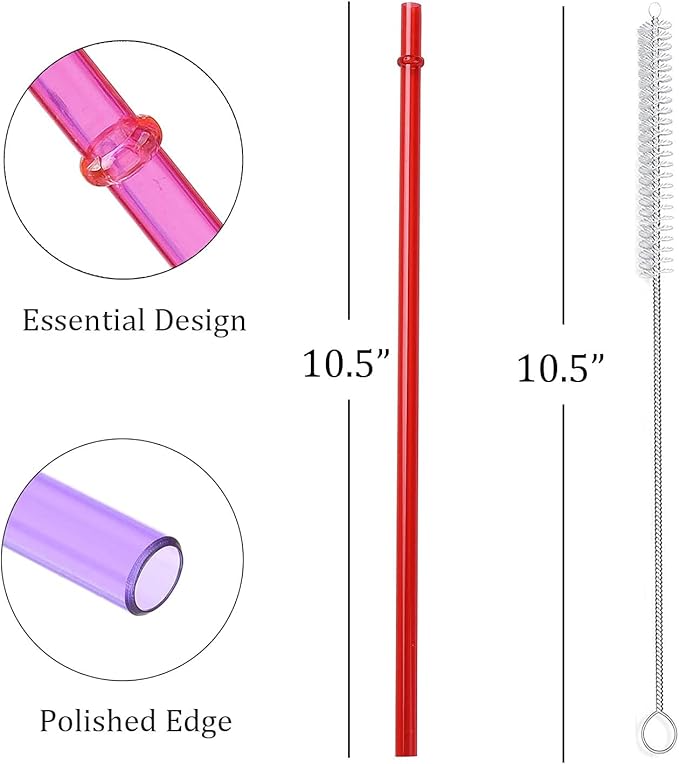 ALINK 35-Pack Tritan Hard Plastic Reusable Straws with Cleaning Brush, 10.5 in Long Thick Unbreakable Straws for 30 OZ Tumblers, Mason Jar, Yeti, Tervis