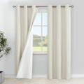 YoungsTex Linen Blackout Curtains for Bedroom, Full Room Darkening Grommet Long Burlap Window Drapes Thermal Insulated for Living Room, 2 Panels, 42 X 84 Inch, Linen