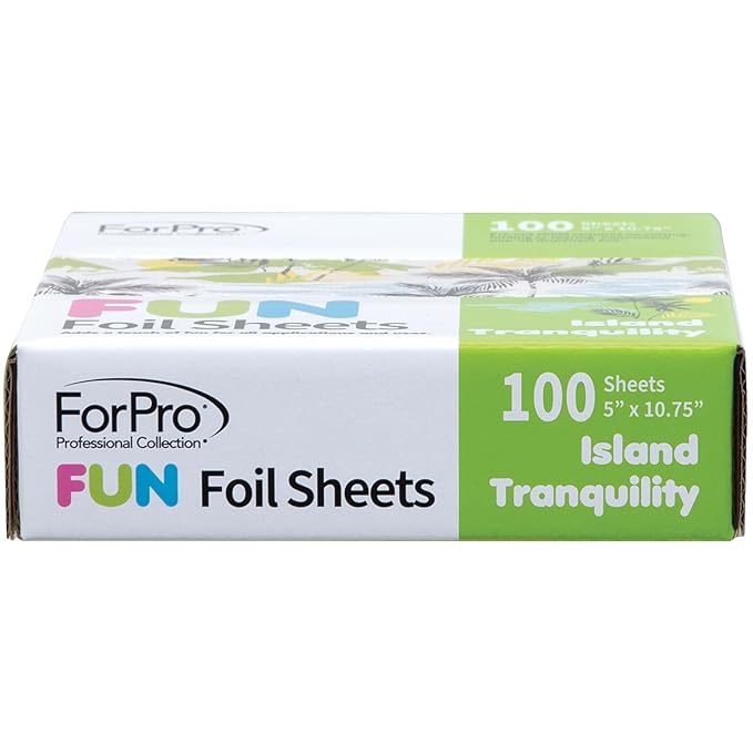 ForPro FUN Island Tranquility 5" Foil Sheets, Aluminum Hair Foils for Color Application and Highlighting Services, Food Safe, Pop-Up Dispenser, 5” W x 10.75” L, 100-Count