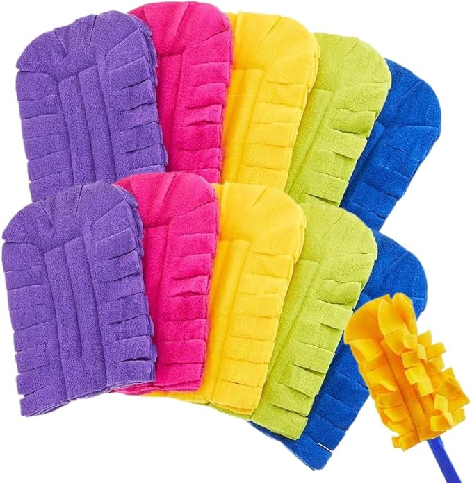 6 Pack 360° Electrostatic Duster Refills Compatible with Swiffer Hand Duster, Reusable & Washable Heavy Duty Duster Pads for Dust, Hair, Furniture, Blinds & Ceiling Fans, (Handle Included) (12 Pack)