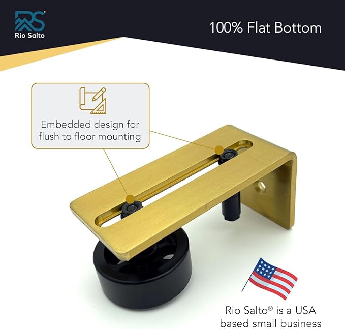 Rio Salto Metal Gold Barn Door Floor Guide Hardware, Barn Door Roller Track Wall Mount, Stay Guide for Sliding Adjustable Roller Installation