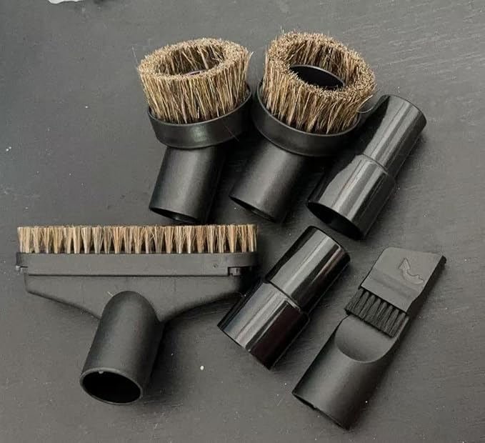 6Pack Round Soft Horse Hair Vacuum Brush Attachment For Shark Vacuum Brush Attachment with Vacuum Hose Adapter, Vacuum Attachments & Brushes, Deep Car Upholstery & Narrow or Vulnerable Area