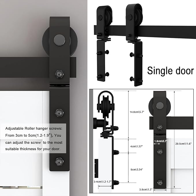 40" Bi-Folding Sliding Barn Door Hardware Track Kit,Smoothly&Quietly,Side Mounted Black Roller,Easy Install,Door Not Included [Fit Double 18" Bifold Doors]