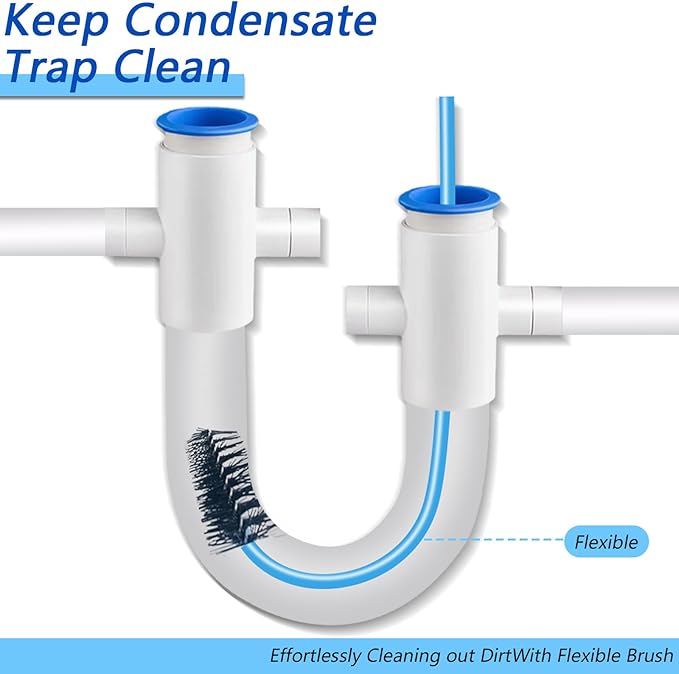 4 PCS Condensate Flexible Drain Brush, 15.7 in Nylon and PVC Drain Line Cleaning Brush, Keep Condensate Traps Clean, for AC Condensate Trap, Dirt Clean Condensate Drain Trap