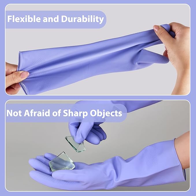 Rubber gloves for dishwashing 4 Pairs, Kitchen gloves for dish cleaning gloves, Reusable (Medium, Colorful)
