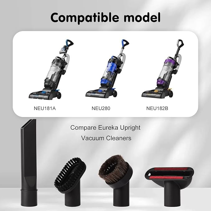 Vacuum Cleaner Brush Attachment Compatible With Eureka NEU181A NEU182A NEU182B NEU181D NEU280 NEU202 NEU10AE5 NEU10AE4 Upholstery tool,Dusting brush,Crevice tool,Horsehair brush Replacement Parts