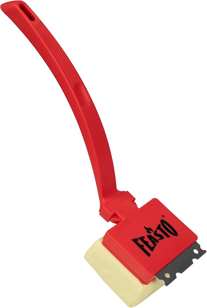 Bristle Free Grill Brush with Scraper for Outdoor Grills, Reinforced Steam BBQ Cleaning Brush with Replaceable Cleaning Head, Safe Grill Cleaner for Cast Iron & Stainless Steel Grates, Red