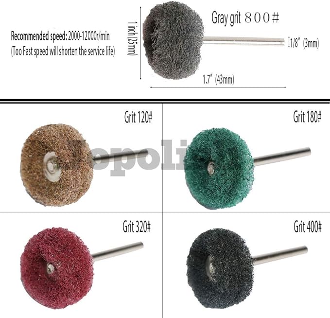 58PCS Abrasive Buffing Polishing Wheel Set for Rotary Tools,Scouring pad Mini Brush Polishing kit with 3mm Shank,Power-Operated Abrasive Wheels(Mix 58pcs)