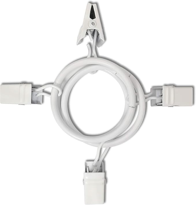 100 Pack Curtain Rings with Clips, Drapery Clips with Rings, Drapes Rings 1.26 in Interior Diameter, Fits up to 1 Inch Curtain Rod, White
