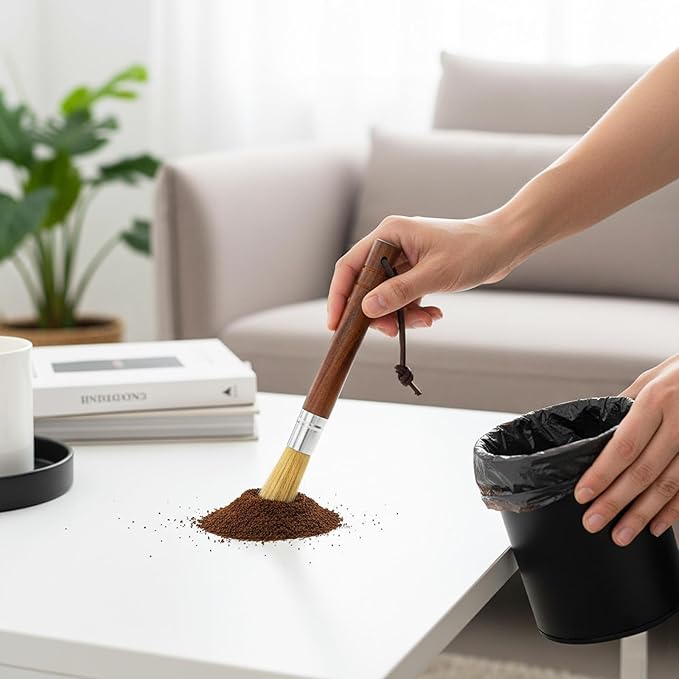 2Pcs Coffee Machine Cleaning Brush Espresso Brush Tools Accessories Wooden Handle and Natural Bristles Cleaning Tool Used on Group Heads Shower Screen Portafilter Home Kitchen