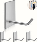 Adhesive Hooks Heavy Duty, Long Stainless Steel Self Adhesive Wall Hook, Sticky Towel Hangers for Kitchen Bathroom, Waterproof Stick on Door Hooks for Hanging Key Hat Coat 4Packs