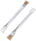 Professional Steel Wire Brush for Pellet Stove Cleaning, Steel Brush with Scraper, Metal Long Handle,Suitable for Removing residues (Pack of 2)