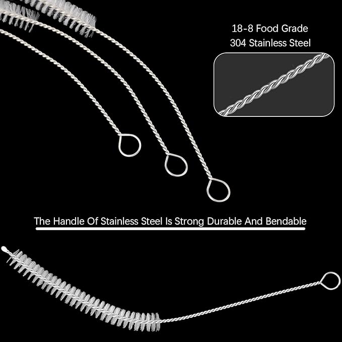TrelaCo 100 Pcs Tracheostomy Cleaning Brushes Trach Brush Nylon Bristle Tracheostomy Brushes Pipe Tube Cleaning Brush for Supplies, 10mm
