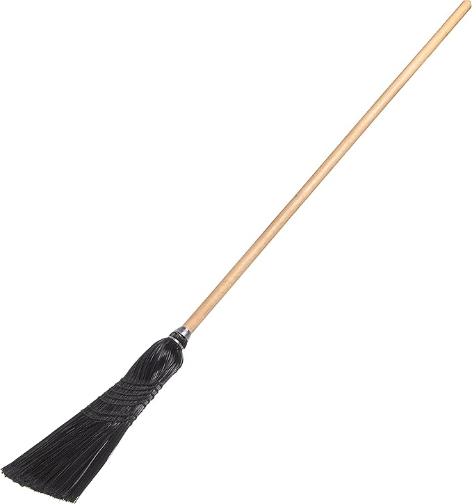 Carlisle FoodService Products 4168003 Synthetic Corn Maid/Parlor Broom with Wood Handle, Polypropylene Bristles, 55" Overall Length, Black (Case of 12)