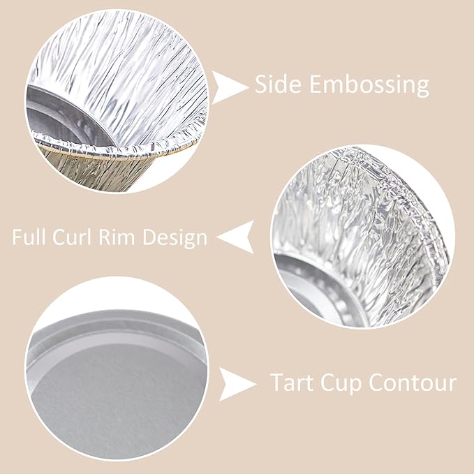Aluminum Foil Baking Cups 150 Pcs, SUPPHOUS 4 Oz Disposable Ramekin Aluminum Cupcake liners, Silver Foil Baking Cups Muffin Liners for Cupcake, Baking, Egg Tart, Pudding, Creme Brulee