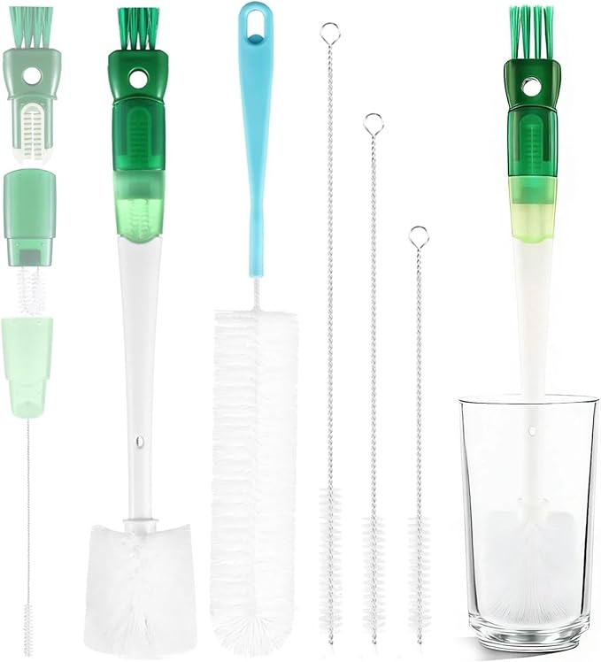 5 in 1 Water Bottle Brushes for Cleaning, Easily Cleans The Cup Mouth, Lid, Bottom, and Straw.Multifunctional Insulation Bottle Cleaning Tools, Home Kitchen Cleaning Tools