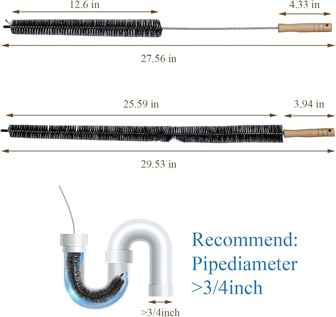 2 Pack Dryer Vent Cleaner Kit - Long Flexible Lint Brush for Dryer Vents, Refrigerator Coils, and Radiators - Household Cleaning Supplies (2, Long Brush)