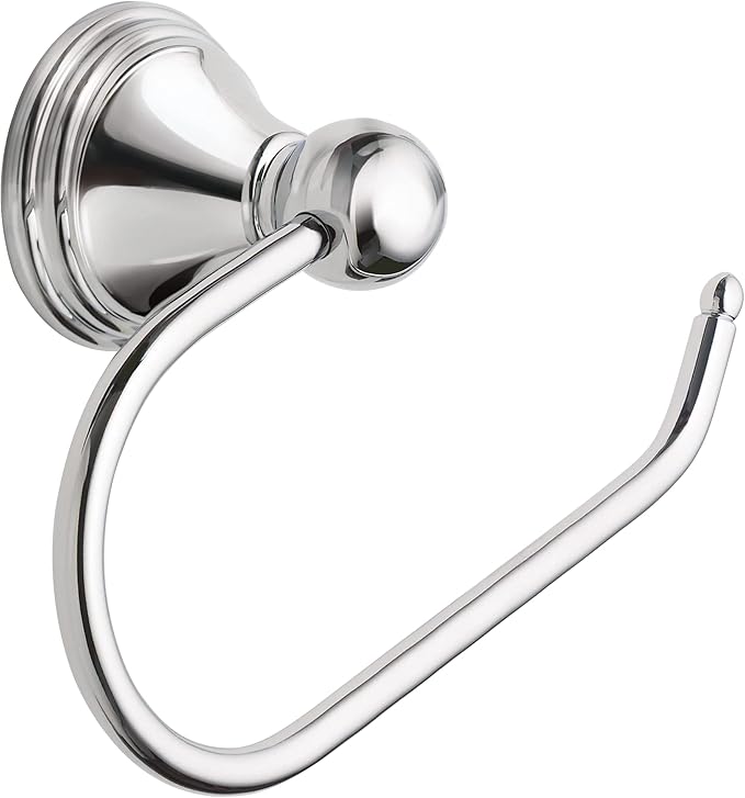 Moen Preston Collection Chrome Single Post Toilet Paper Holder, Wall Mounted Hanging Toilet Tissue Storage, DN8408CH