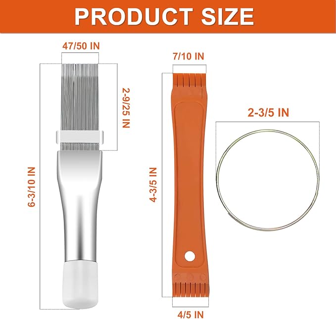 Cenipar Air Conditioner Condenser Fin Comb Set 2PCS Include FCR6 Fin Comb and Metal Radiator Fin Comb Compatible with Air Conditioner HVAC Fin Comb Straightener ﻿