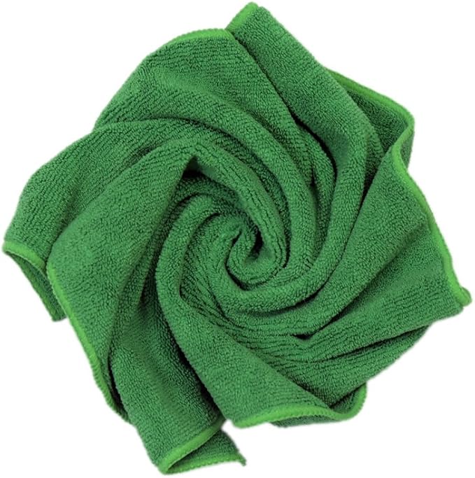 CARCAREZ Premium Microfiber Detailing Towels, 340 GSM Lint Free Car Buffing Waxing Polishing Drying Towel, Pack of 6 (Green)
