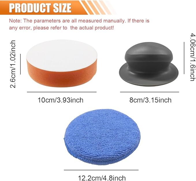 YoRise 2PCS Car Wax Applicator Pad, Microfiber Buffing & Polishing Pad, Car Detailing Sponge Pads with Grip Handle, Soft Foam Buffing Pads, Universal Vehicle Cleaning Kit (Sponge)