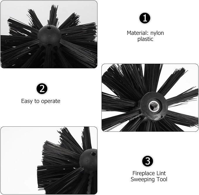 DOITOOL 2 Pcs 4 Inch Chimney Brush Head, Fireplace Cleaner Dryer Vent Cleaner, Flexible Nylon Chimney Sweep Cleaning Brush for Fireplace, Vent Pip, Stove Pipes, Works with Most Rod Sets