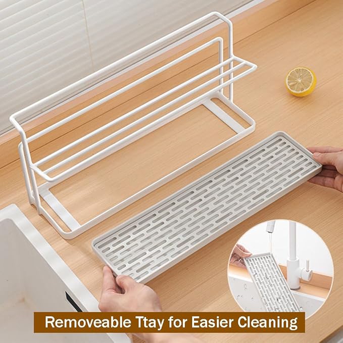 Water Bottle Drying Rack With Drain Tray - 2-Tier Kitchen Cup Storage and Mug Organizer (White)