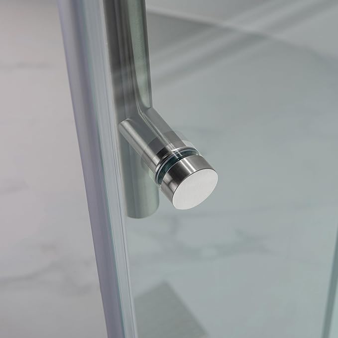 Woodbridge Frameless Bathtub Shower Doors 56-60" Width x 62" Height with 3/8"(10mm) Clear Tempered Glass in Brushed Nickel Finish