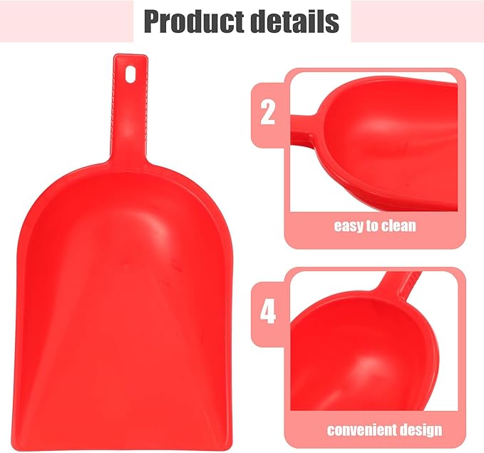 Desktop Dustpan for Table Cleaning, Red Plastic Handheld Dust Pan with Large Capacity, Reusable Kitchen and Home Cleaning Tool