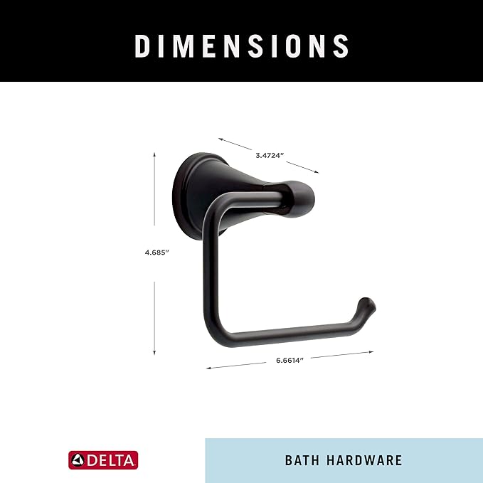 Delta Faucet Becker (1-Pack) Toilet Paper Holder, Matte Black, Wall Mounted Euro Hook Design BCK50-MB