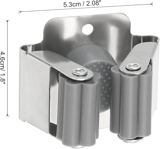 PATIKIL Broom and Mop Holder, 6 Pack Wall Mounted Stainless Steel Mop Hanger Heavy Garden Tool Organizer Rack Hanging Clips with Screws for Home Garage, Grey