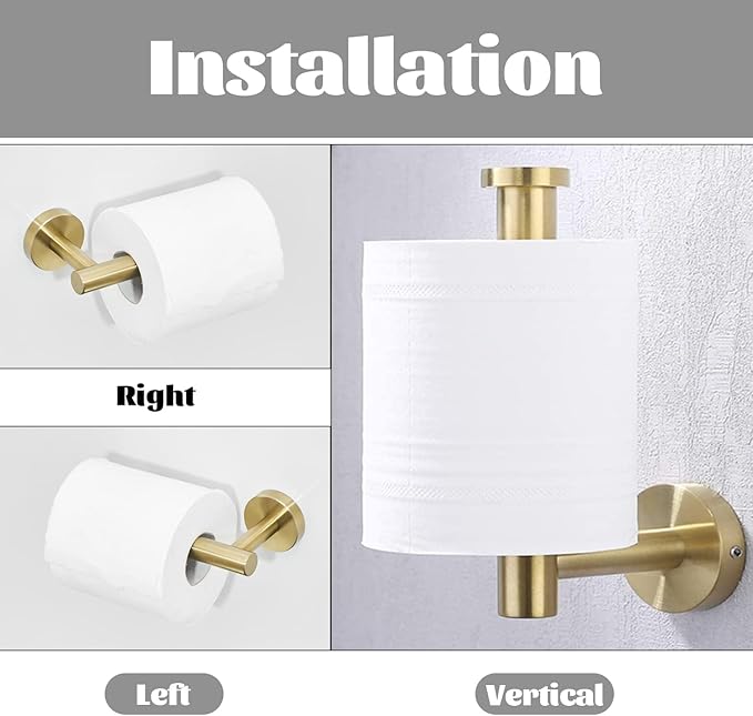 Toilet Paper Holder Towel Ring Brushed Gold Bathroom Hardware Hand Towel Holder Bathroom Accessories Set Wall Mount Stainless Steel 2 Pieces