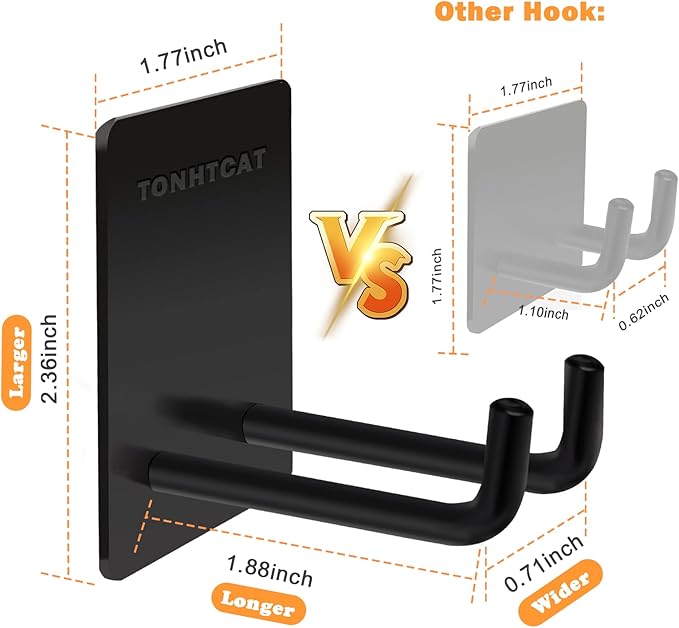 Adhesive Hooks, Stick on Stainless Steel Towel Robe Razor Wall Hooks for Bathroom Kitchen Organizer, Sticky Heavy Duty Durable Shower Hangers for Hanging Hat Coat Key 4-Pack (Black)