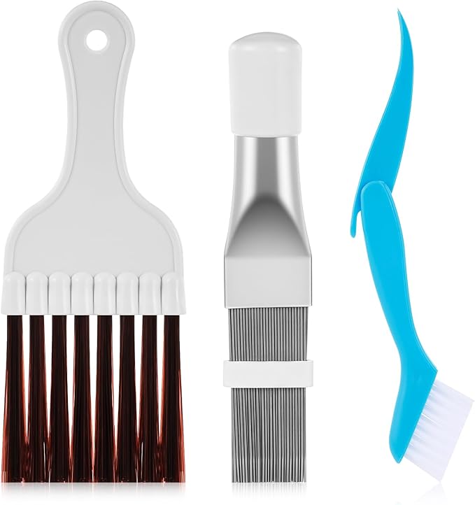 AC Fin Comb, 3-in-1 Set Coil Brush HVAC, Multi-Purpose Coil Cleaning Brush for Air Conditioner Condenser & Evaporator Radiator Maintenance