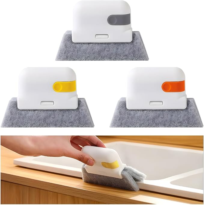 3PCS Car Window Groove Cleaning Brush, Magic Vehicle Sill Track Gap Corner Crevice Cleaner Tool Set, Automotive Sliding Door Lines Shutter Cleaner, Universal Fit (Multicolor)